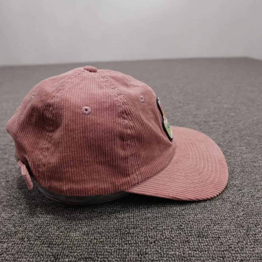Atomicchild Hat Cap Strap Back Mens One Size Pink Corduroy Peace Patch Baseball